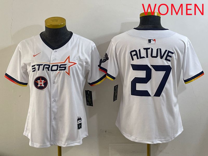 Women Houston Astros #27 Altuve White three generations Joint Name Nike 2025 MLB Jersey style 11